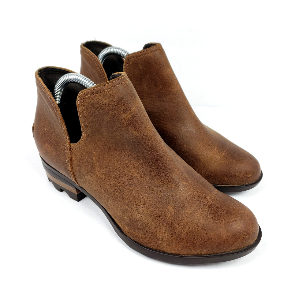 Sorel Lolla II Womens Size 6 Brown Leather Slip On Ankle Bootie Shoes NL3780-242